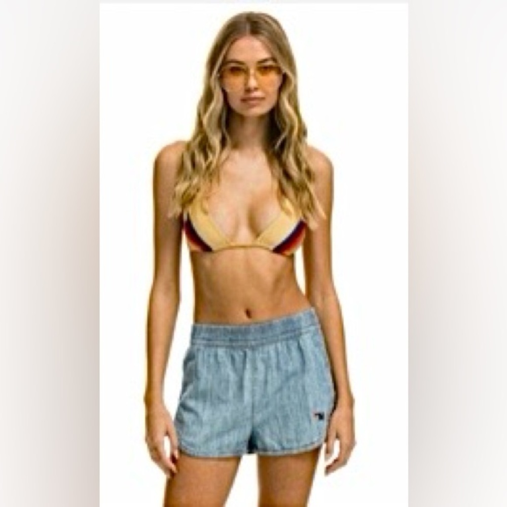 Aviator Nation Hi Rise Denim Jogger Shorts Vintage Wash NWT M